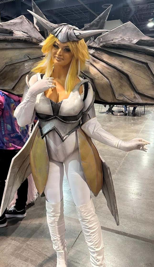 Cosplay meets tabletop card gaming in Las Vegas, including @Danielledenicola as BSS character Archangel Michaela