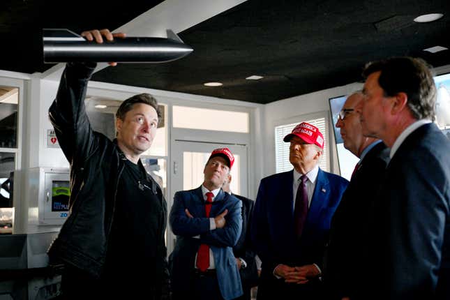 Elon Musk gives a control-room tour to then-President-elect Donald Trump and lawmakers before the launch of the sixth test flight of the SpaceX Starship rocket.