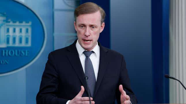 National Security Advisor Jake Sullivan speaks at the White House on February 14, 2024, in Washington, DC.