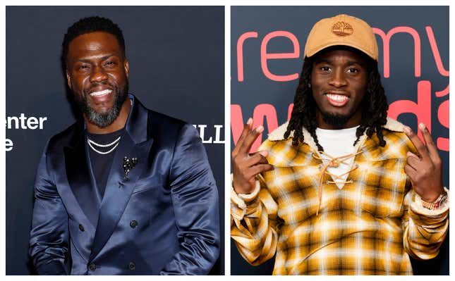 Kevin Hart, left; Kai Cenat.