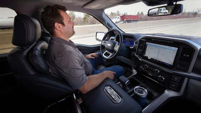 A Ford F-150 equipped with Ford’s BlueCruise