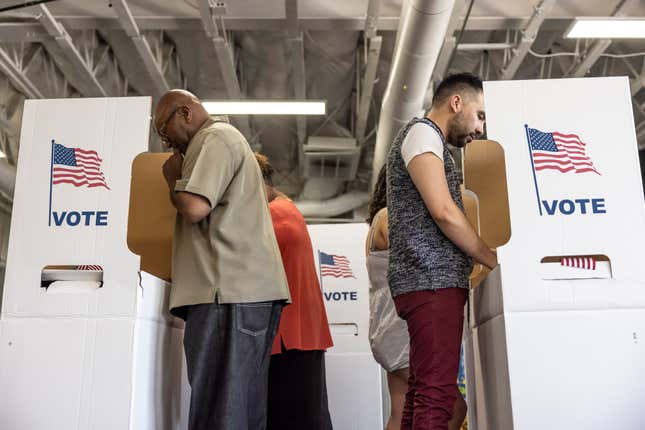 People voting at the local community center