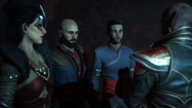 Morrigan, Rook, and the Inquisitor talk to Solas.