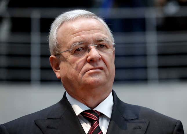 FILE - Martin Winterkorn, former CEO of the German car manufacturer &#39;Volkswagen&#39;, arrives for a questioning at an investigation committee of the German federal parliament in Berlin, Germany on Jan. 19, 2017. Former Volkswagen CEO Martin Winterkorn is set to go on trial in September on charges of fraud and market manipulation linked to the automaker&#39;s diesel emissions scandal, a German court said Friday, March 14, 2024. (AP Photo/Michael Sohn, File)