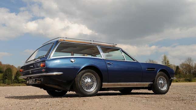 A photo of the rear quarter of the Aston Martin DBS shooting brake. 