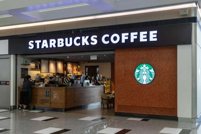 A Starbucks Coffee at the Hong Kong International Airport.