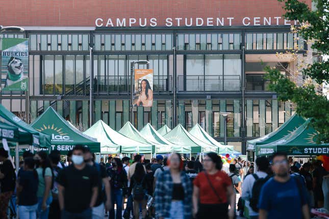 Los Angeles, CA - September 27: Students participate in a club rush event at East Los Angeles College on Tuesday, Sept. 27, 2022 in Los Angeles, CA. 