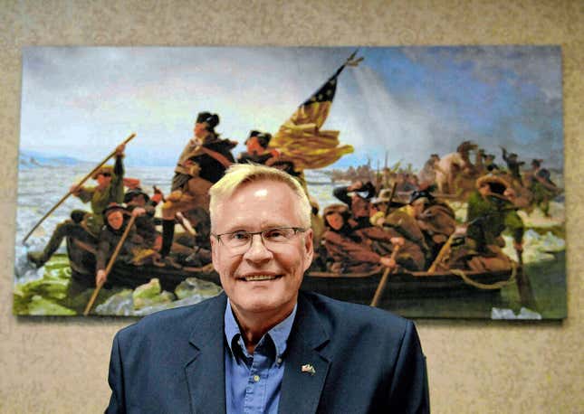 This Aug. 26, 2023 photo shows John Rust in his campaign headquarters in Seymour, Ind. The Indiana secretary of state is appealing a ruling that a law stipulating voting requirements for a candidate&#39;s party affiliation is unconstitutional in a decision that lifted the hopes of a U.S. Senate hopeful who wants to run as a Republican. The Indiana attorney general&#39;s office filed the notice of appeal Friday, Dec. 8, 2023 with the Indiana Supreme Court on behalf of Secretary of State Diego Morales. (Erika Malone/The Tribune via AP)