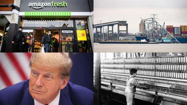Image for article titled Amazon&#39;s &#39;Just Walk Out&#39; Stores Get Phased Out, Trump Sues Truth Social Founders, and More