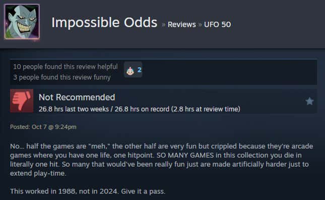 Image for article titled UFO 50&#39;s Retro Gaming Masterpieces, As Told By Steam Reviews