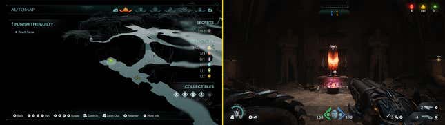 A side-by-side image shows a map and the location of a statue.