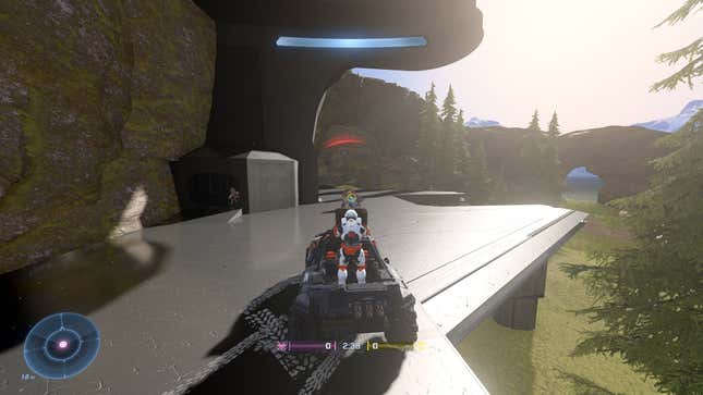 A side-by-side image shows a building and a locked door in Halo.
