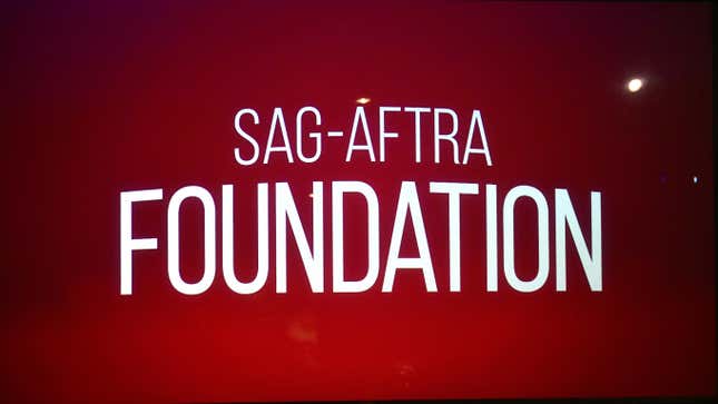 SAG-AFTRA signage at the SAG-AFTRA Foundation Conversations - Career Retrospective on June 16, 2023 in Los Angeles, California.