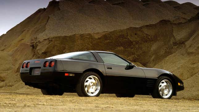 A black C4 Corvette sports car 