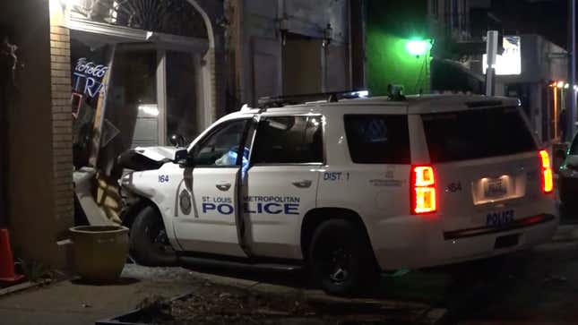 A St. Louis police cruiser crashed into an LGBTQ+ bar