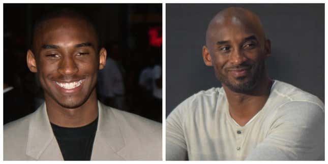 Kobe Bryant, 1996 ; Kobe Bryant, 2019.