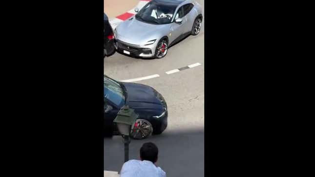 Image for article titled Ferrari F1 driver Charles Leclerc crashes his Purosangue into another car on Monaco street