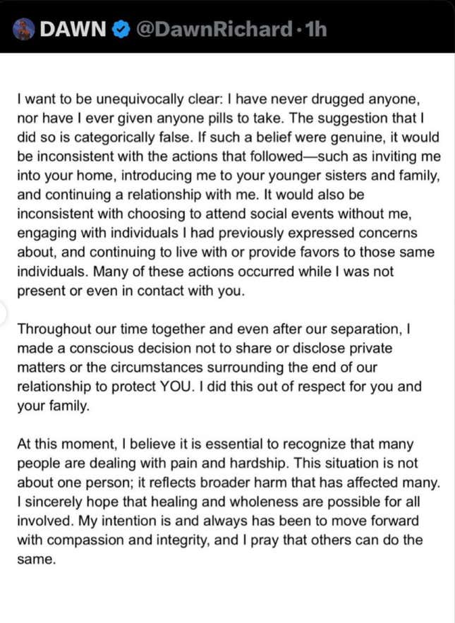 Image for article titled Dawn Richard Claps Back at These Shocking Allegations Against Her After Speaking at Diddy Trial