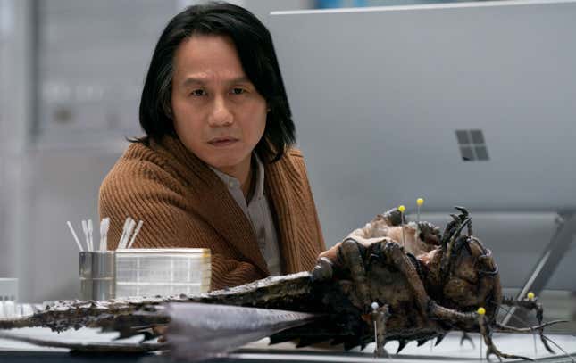 Dr. Wu and a locust.