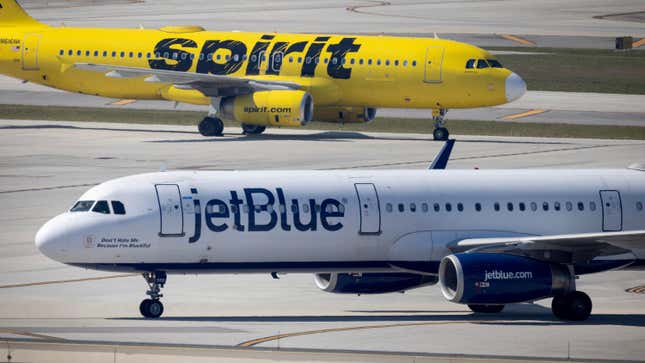 A JetBlue Airways plane sits on the tarmac at the Fort Lauderdale-Hollywood International Airport on January 31, 2024 in Fort Lauderdale, Florida.