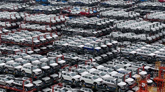 Image for article titled Unsold Chinese EVs Are Piling Up At Ports