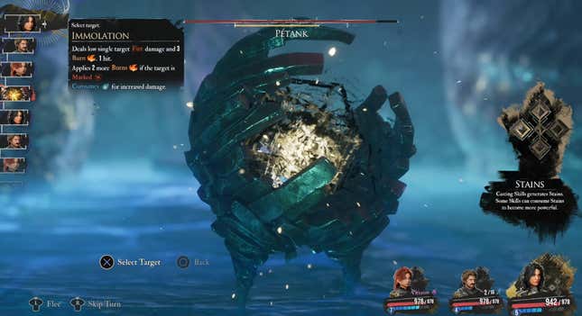 The party fights a Petank in Clair Obscur.