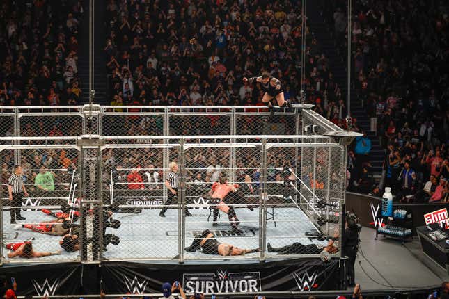 Boston Reed jumping off a steel cage