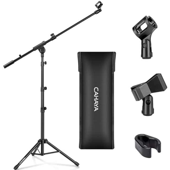 Image for article titled CAHAYA Tripod Microphone Stand Boom Arm Floor Mic Stand with Carrying Bag and 2 Mic Clips for Singing Performance Wedding Stage and Mic Mount CY0239, Now 35% Off