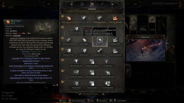 A screenshot showing the Mercenary's Rapid Shot skill in Path of Exile 2.