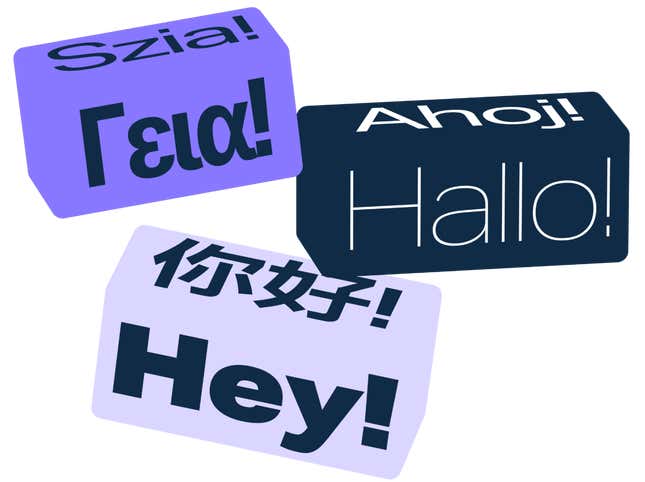 images of language blocks with "hello" in different languages