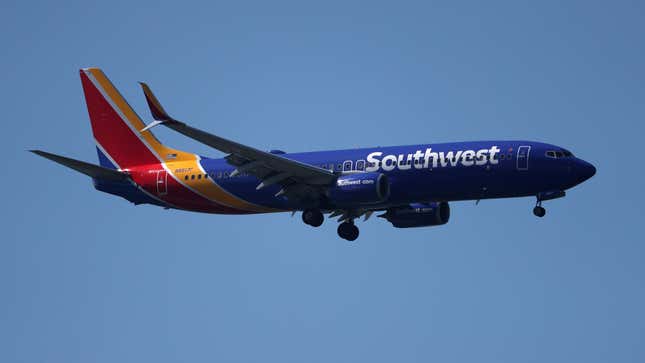 A Southwest Airlines Boeing 737 plane prepares to land at Oakland International Airport on April 25, 2019 in San Leandro, California.