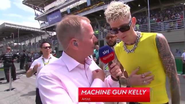 Image for article titled Machine Gun Kelly Knows Exactly How To Deal With Martin Brundle