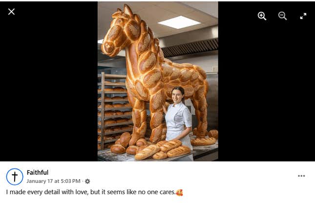 Image for article titled An AI Bread Horse Was The Most Popular Thing On Facebook Last Month