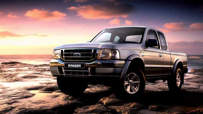 A silver Ford Ranger pickup truck 