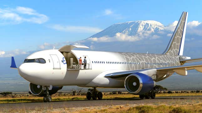 Image for article titled This Ridiculous $350 Million Luxury Jet Concept Has A Balcony And Disco