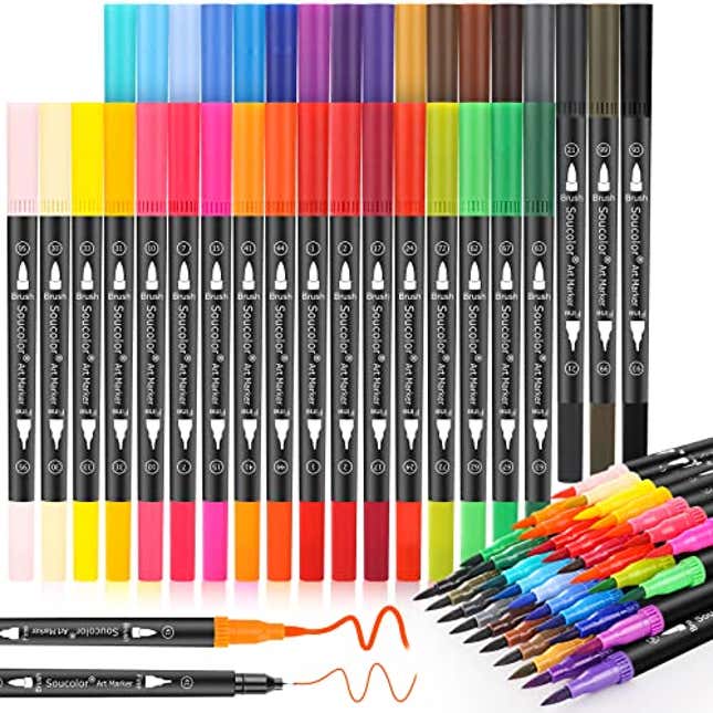 Image for article titled Soucolor Art Brush Markers Pens for Adult Coloring Books, Now 38% Off