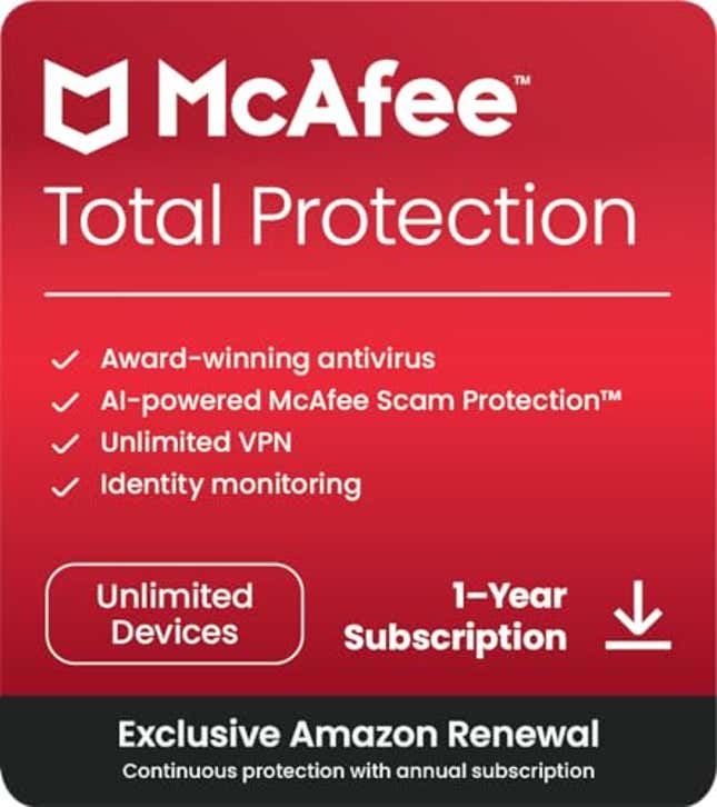 McAfee Total Protection 2024 Ready Unlimited Devices Cybersecurity