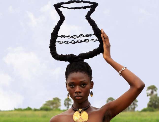 Image for article titled This Black Woman Creates Stunning Works of Art – With Her Hair