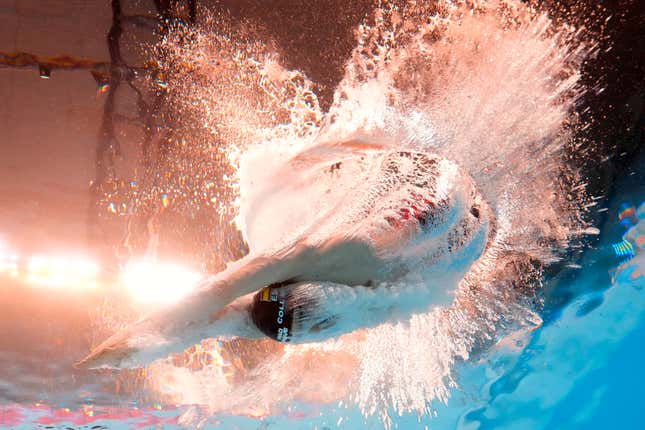 Carles Coll Marti of Spain competes in the men&#39;s 200-meter breaststroke heat at the World Aquatics Championships in Doha, Qatar, Thursday, Feb. 15, 2024. (AP Photo/Lee Jin-man)