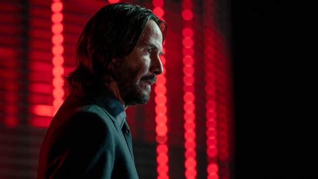 A production still shows Keanu Reeves  in a scene from John Wick: Chapter 4.