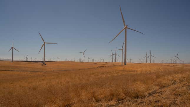 Wind turbines in Solano County, California