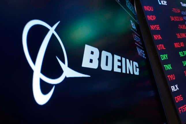 FILE - The logo for Boeing appears on a screen above a trading post on the floor of the New York Stock Exchange, July 13, 2021. On Tuesday, Jan. 16, 2024, Boeing named Kirkland Donald, a retired Navy admiral, as a special adviser on matters including quality of work done at suppliers as the aircraft maker responds to a midflight blowout aboard one of its planes this month. (AP Photo/Richard Drew, File)