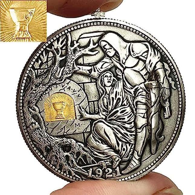 USA Movable Mechanical Challenge Coin Hobo Nickel Morgan Dollar Holy Grail Wandering Removeable Sword Amazing Art Handmade Commemorative Coin, Now 10% Off