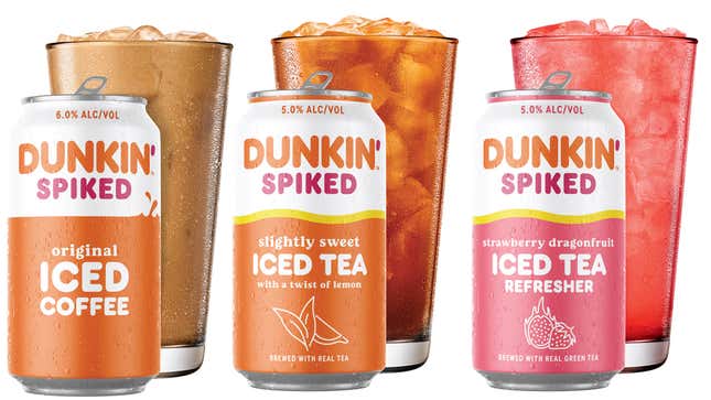 Dunkin' spiked iced coffee and iced tea cans