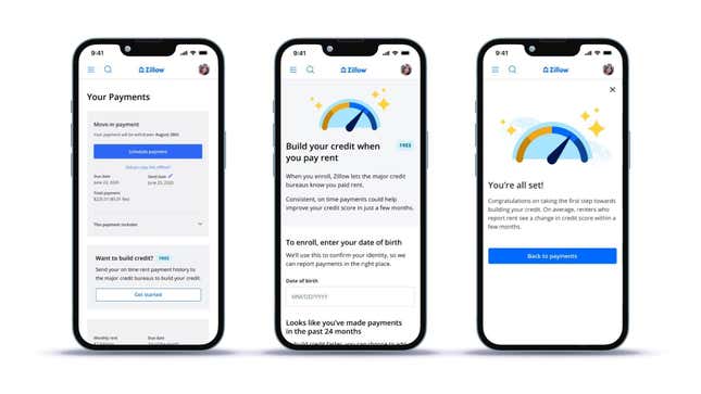 Zillow’s new rental payment reporting feature.