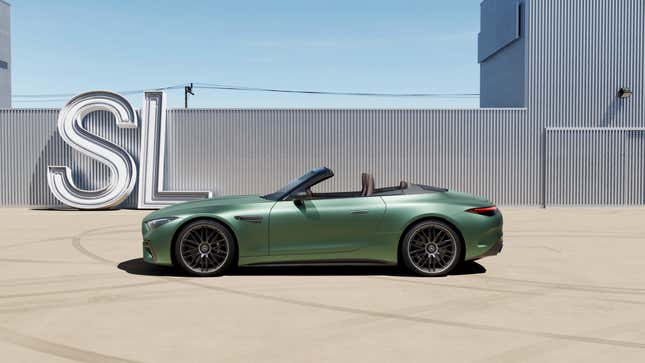 Side view of a green Mercedes-AMG SL