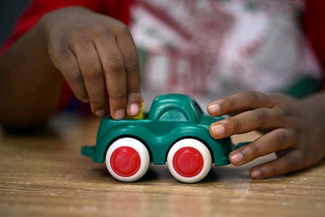 A child plays with a toy at a Head Start program at Alliance for Community Empowerment, Thursday, Sept. 28, 2023, in Bridgeport, Conn. Head Start programs serving more than 10,000 disadvantaged children would immediately lose federal funding if there is a federal shutdown, although they might be able to stave off immediate closure if it doesn&#39;t last long. (AP Photo/Jessica Hill)