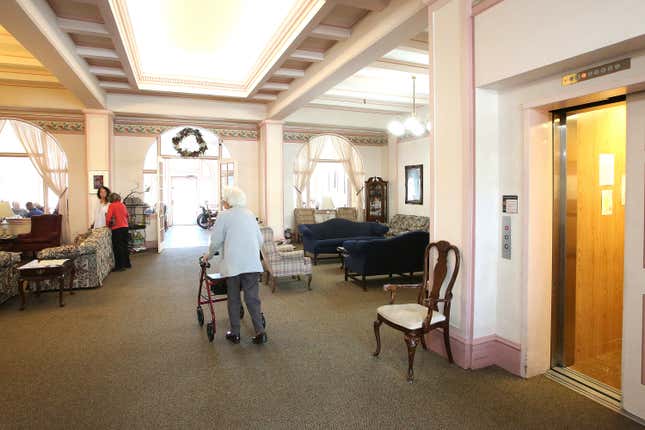 FILE - Bret Harte Retirement Inn residents make their way down to the dining room for lunch on May 6, 2020 in Grass Valley, Calif. Assisted living. Nursing home. Skilled nursing. There are lots of names for facilities that provide care to those who can no longer live safely at home, but these terms aren’t synonymous with one another. If you’re researching the right place for yourself or a loved one, make sure you understand exactly what the facility provides, how much it costs and how you’ll pay for it. (Elias Funez/The Union via AP, file)