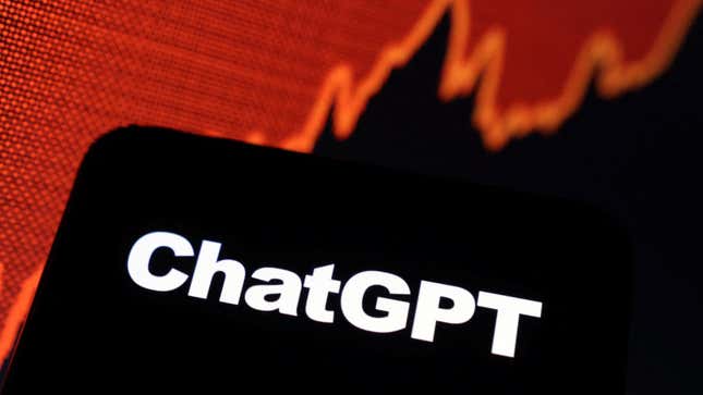 ChatGPT logo and rising stock graph are seen in this illustration taken, February 3, 2023. 