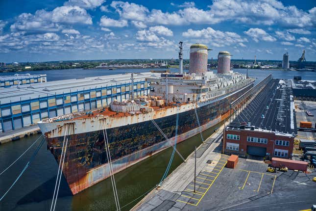 The SS United States in port in Philadelphia, PA.